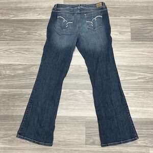 Vintage Y2K Lei Flare Jean Womens 32x30 Capri Embroidered Sophia Hipster WideLeg